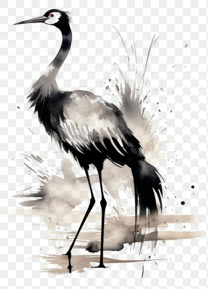 PNG Crane bird animal stork beak. AI generated Image by rawpixel.
