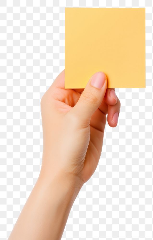 PNG  Sticky notes mockup hand holding paper.
