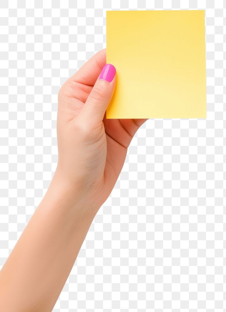 PNG  Sticky notes mockup holding paper hand.