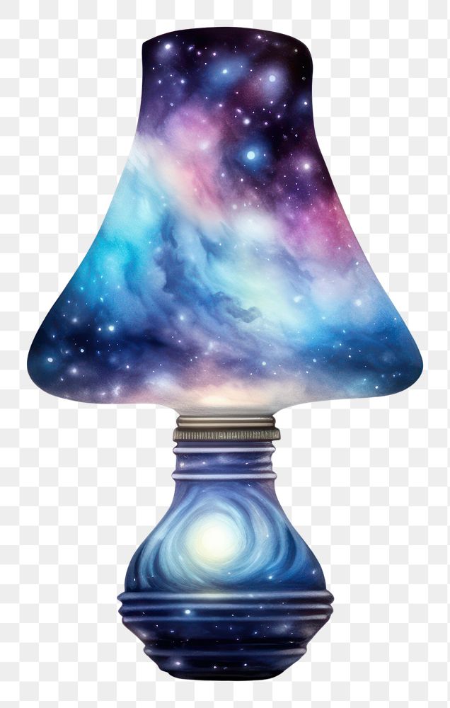 PNG  Galaxy Water color in lamp shaped icon lampshade galaxy white background.
