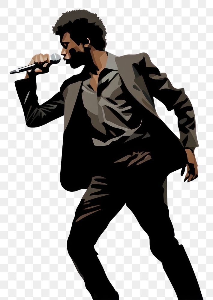 PNG Men black Person singing person adult white background.