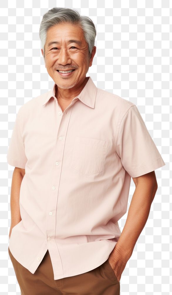 PNG  Cream polo shirt mockup sleeve smile adult.
