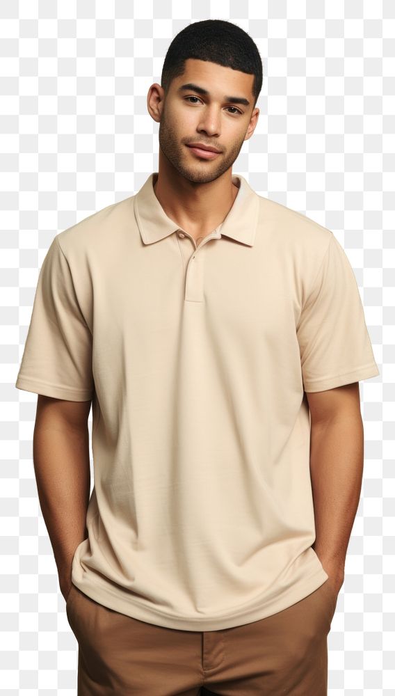 PNG  Cream polo shirt mockup t-shirt fashion sleeve.