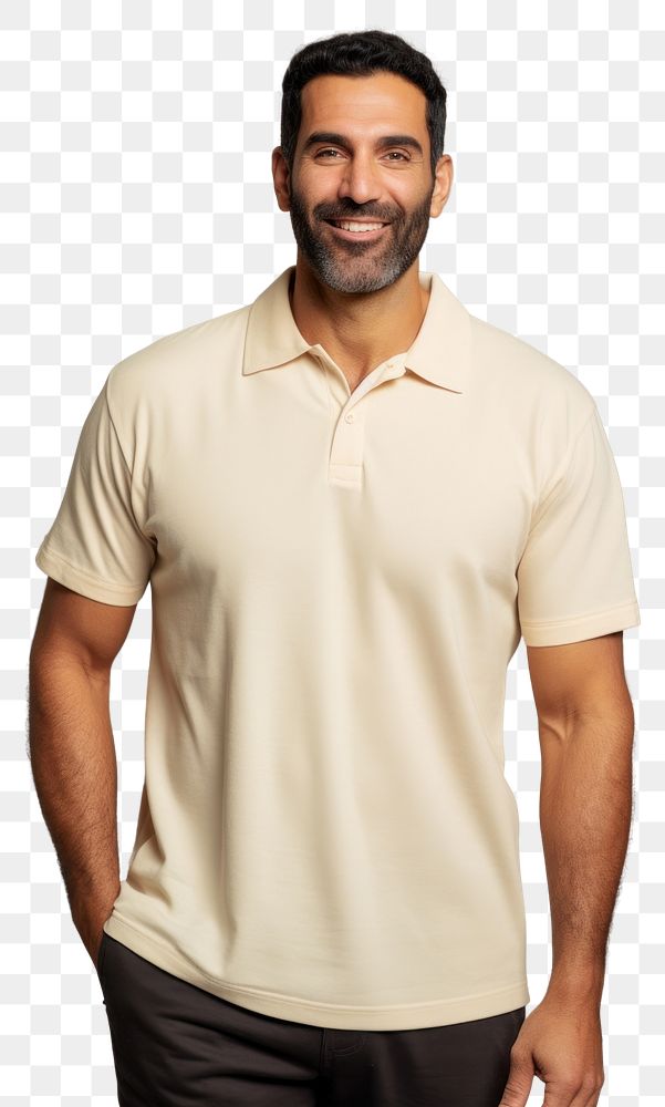 PNG  Cream polo shirt mockup t-shirt fashion sleeve