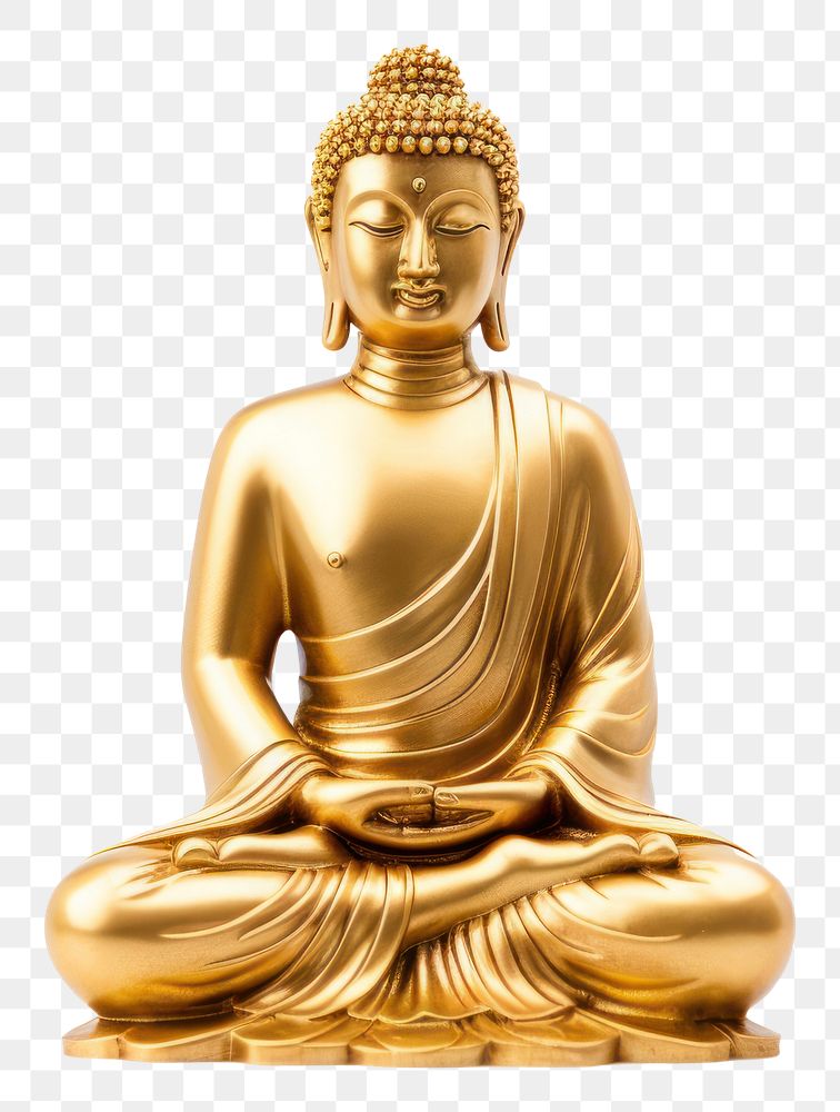 PNG Golden Buddha statue buddha gold white background. AI generated Image by rawpixel.