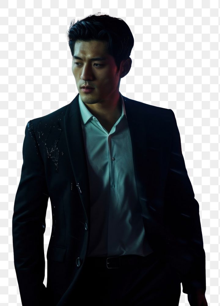 PNG Korean male night portrait street. AI generated Image by rawpixel.