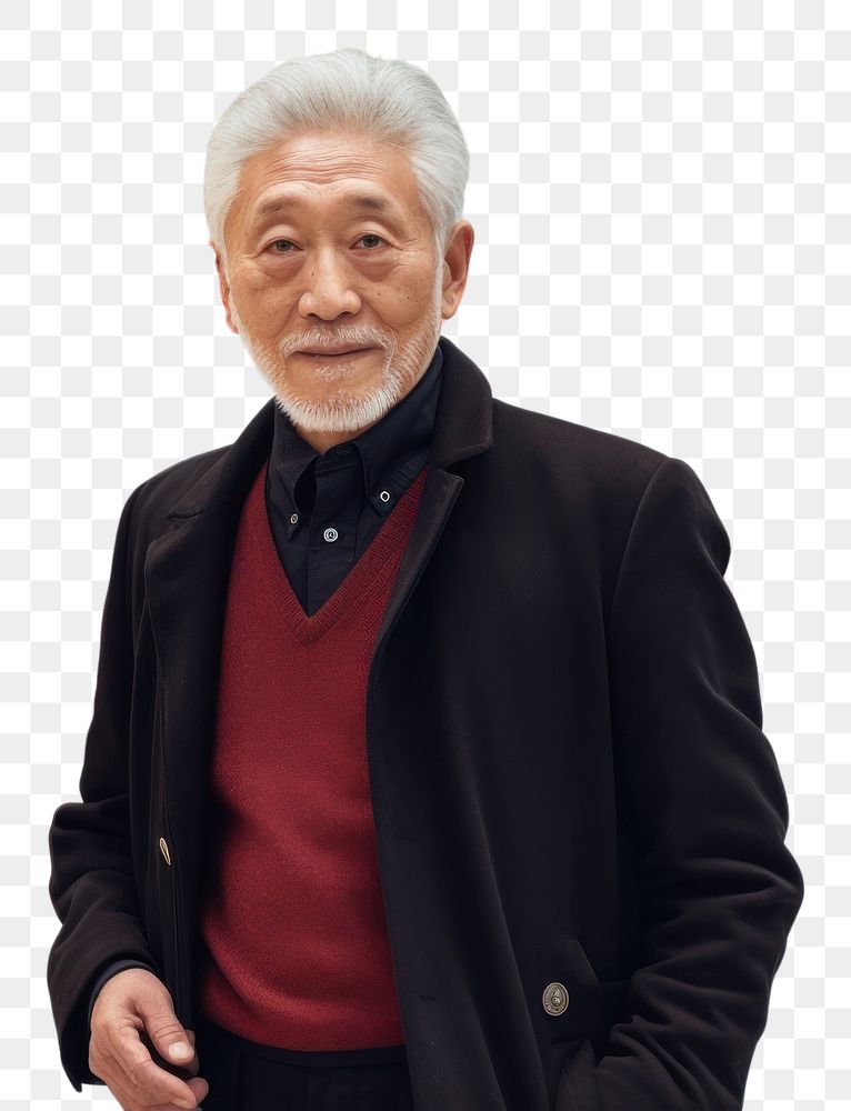 PNG Korean old male shopping adult coat. AI generated Image by rawpixel.