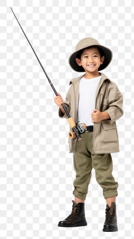 PNG Angler holding a fishing rod portrait costume child. AI generated Image by rawpixel.