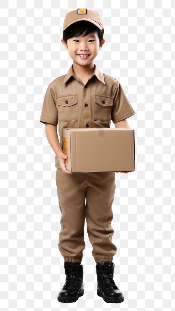 PNG Delivery person cardboard uniform costume. AI generated Image by rawpixel.