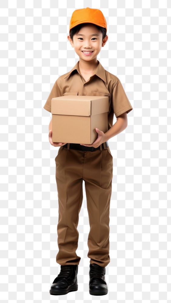PNG Delivery person accessories cardboard uniform. AI generated Image by rawpixel.