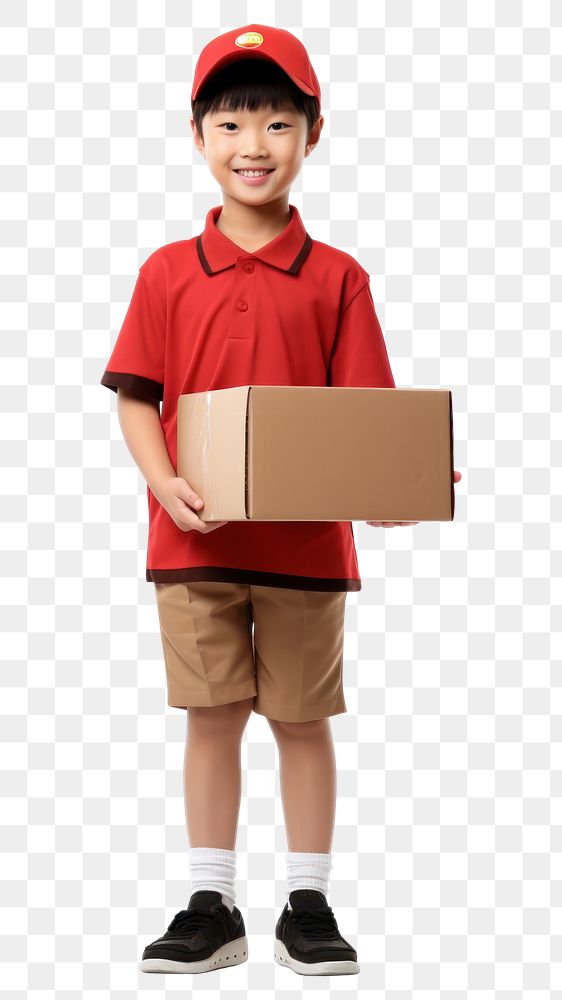 PNG Delivery person cardboard child box. AI generated Image by rawpixel.