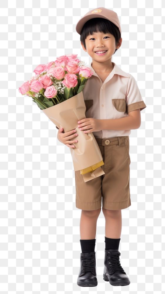 PNG Flower delivery person uniform child plant. AI generated Image by rawpixel.
