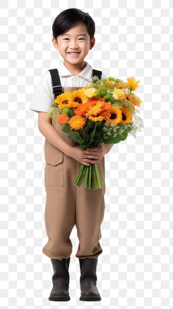 PNG Flower delivery person portrait plant child. AI generated Image by rawpixel.