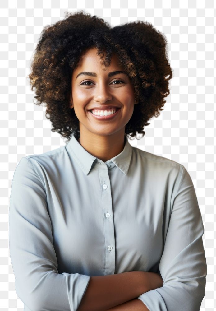 PNG African american woman smiling standing portrait office