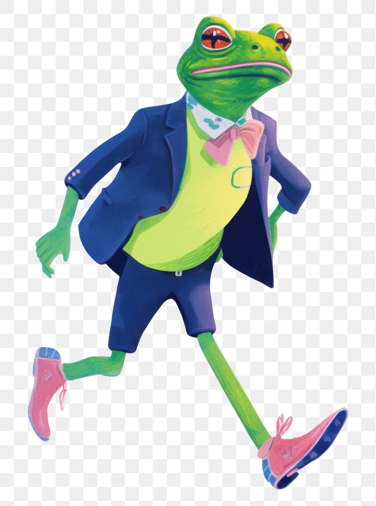 PNG  A cartoon tuxedo Frog holding wallet frog amphibian animal. AI generated Image by rawpixel.