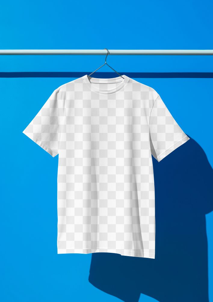 Hanging t-shirt png mockup, transparent design