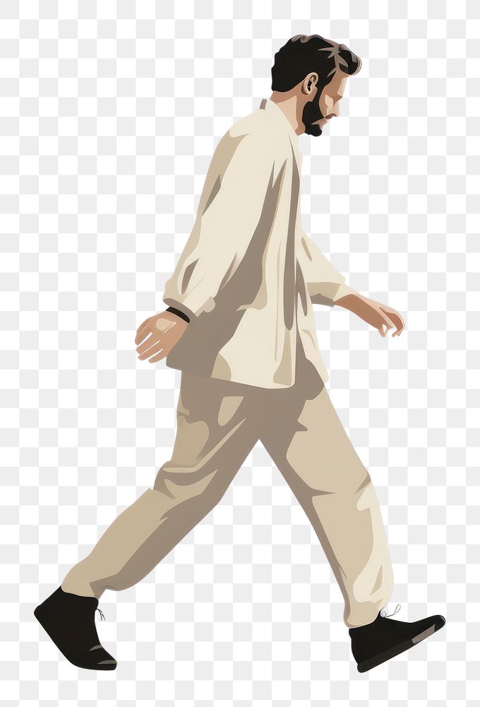 PNG A man steps walking adult white background. AI generated Image by rawpixel.