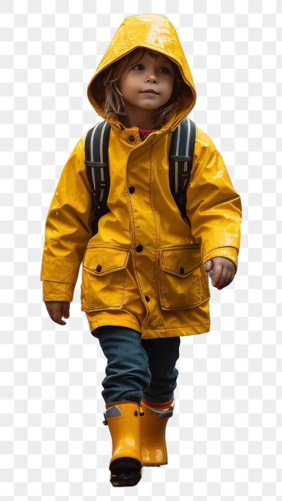 PNG Rain raincoat walking yellow