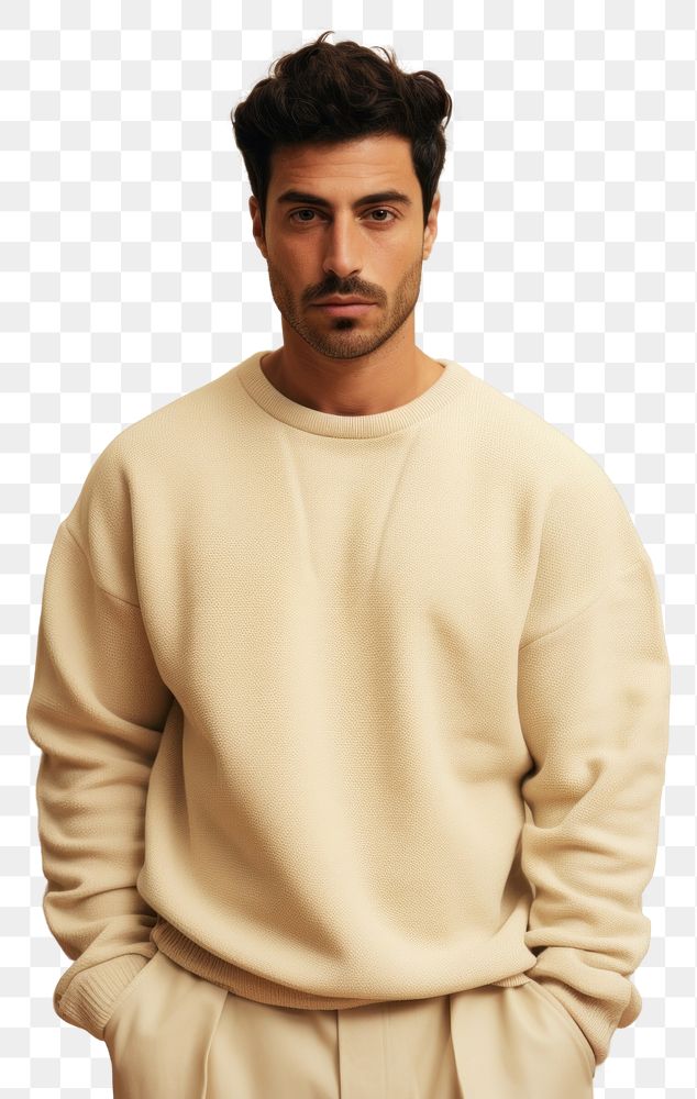 PNG Cream sweater mockup sweatshirt portrait fashion.