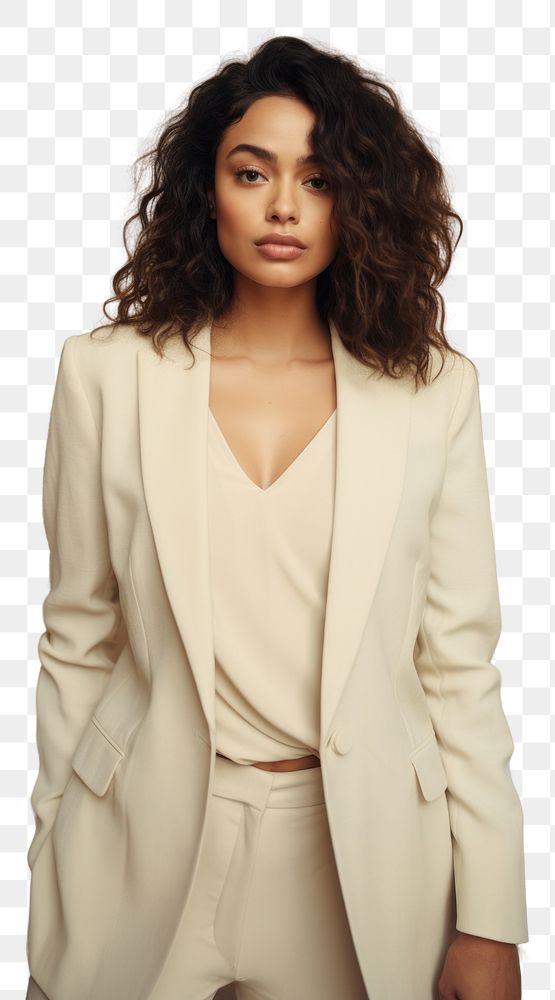 PNG  Cream blazer mockup portrait fashion adult.