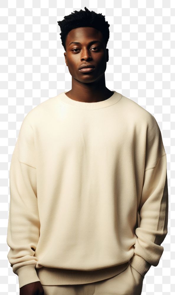 PNG Cream sweater mockup sweatshirt portrait adult.