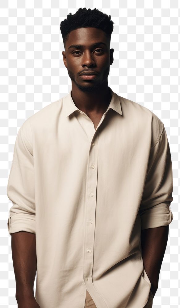 PNG Cream shirt mockup portrait fashion sleeve.