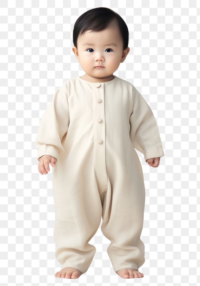 PNG Cream pajamas mockup baby portrait fashion.