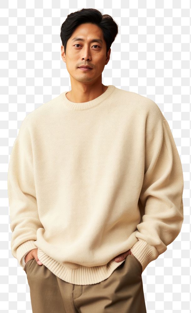 PNG Cream sweater mockup sweatshirt fashion adult.