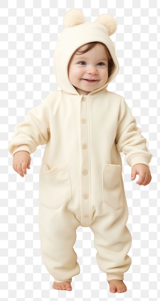 PNG Cream pajamas mockup baby portrait photo.