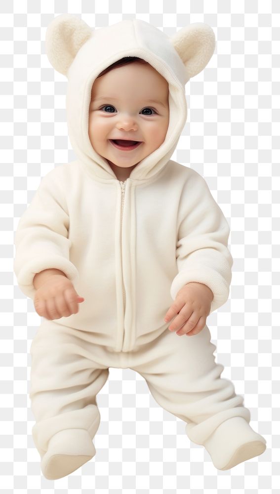 PNG Cream pajamas mockup baby portrait photo.