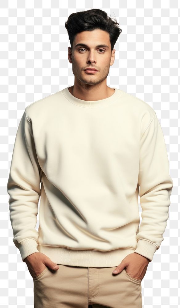 PNG Cream sweater mockup sweatshirt fashion sleeve.