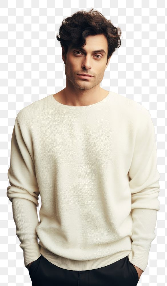 PNG Cream sweater mockup portrait fashion sleeve.