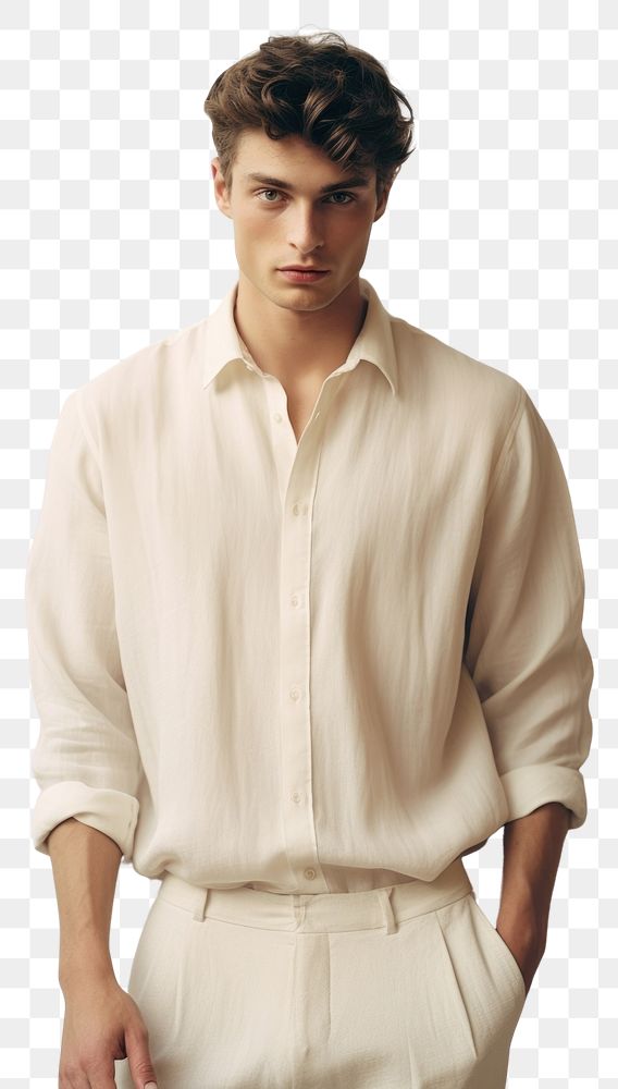 PNG Cream shirt mockup fashion adult man.