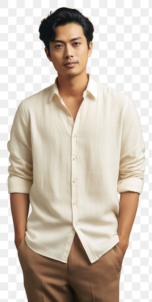 PNG Cream shirt mockup fashion sleeve adult.