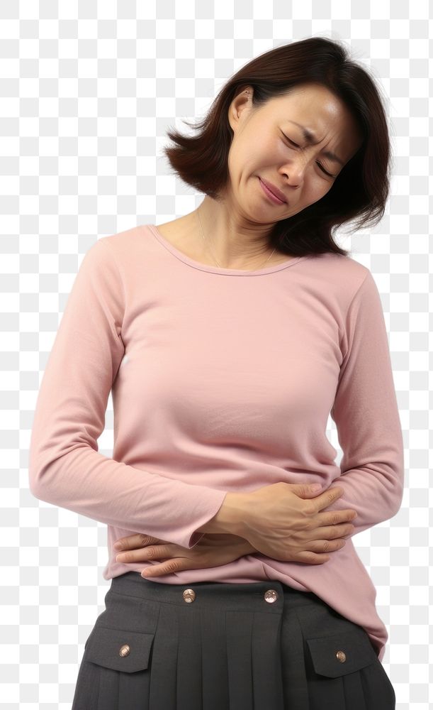 PNG Mature woman with stomach pain photography portrait sleeve. AI generated Image by rawpixel.