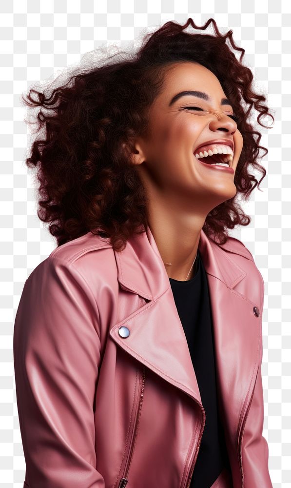 PNG Happy woman wear jacket laughing fashion smile adult. AI generated Image by rawpixel.