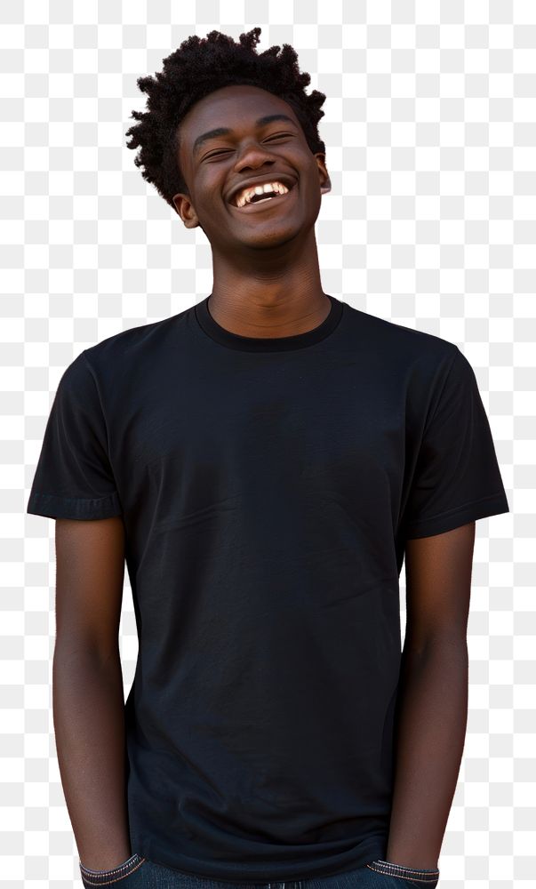 PNG T-shirt portrait smile black.