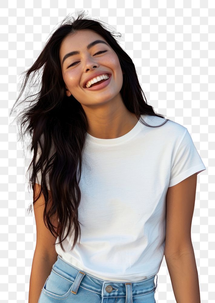 PNG Laughing portrait t-shirt smile.