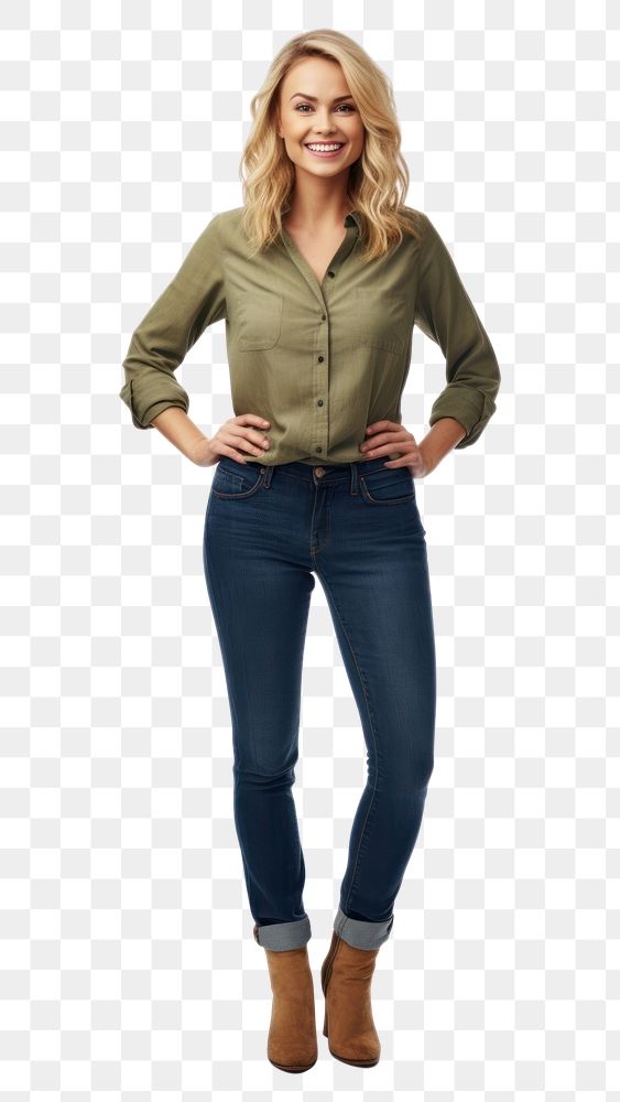 PNG A blond woman wearing casual clothes standing smiling sleeve.