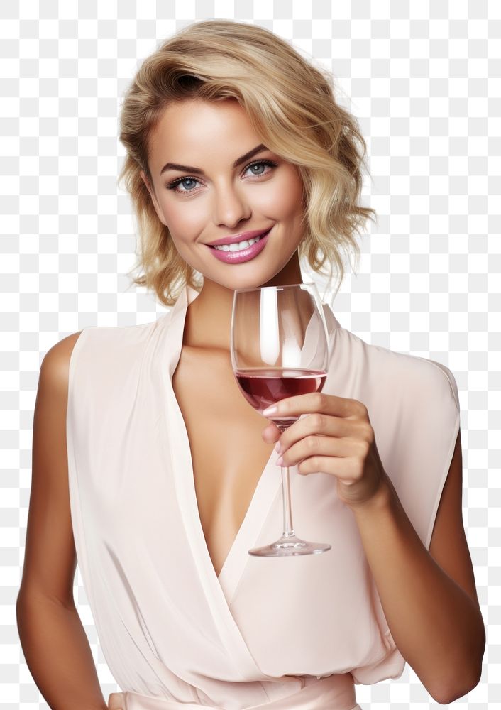 PNG  Happy lady holding a glass of wine drinking portrait adult.