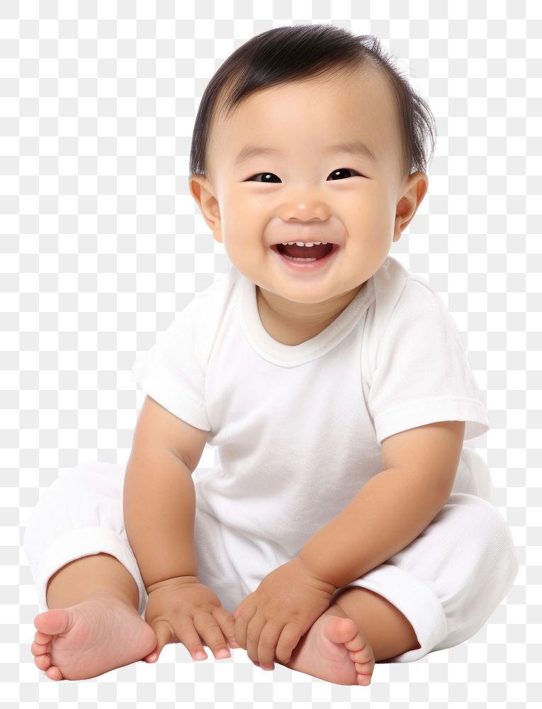 PNG A Young cute asian baby smile laughing portrait.