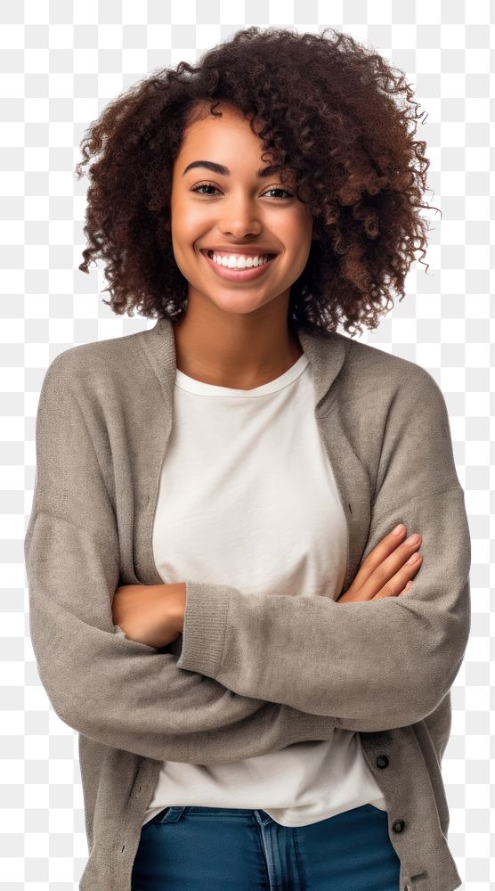 PNG An African american woman wearing casual clothes portrait sweater smiling.
