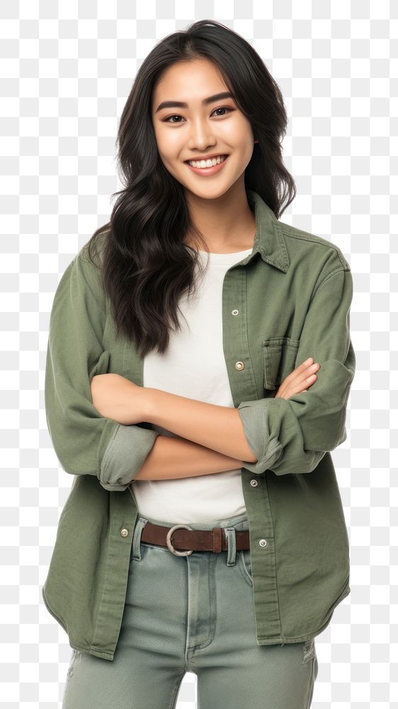 PNG An Asian woman wearing casual clothes standing smiling looking.