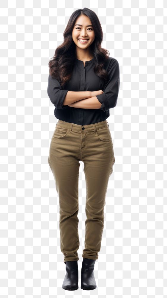 PNG An Asian woman wearing casual clothes standing smiling looking.