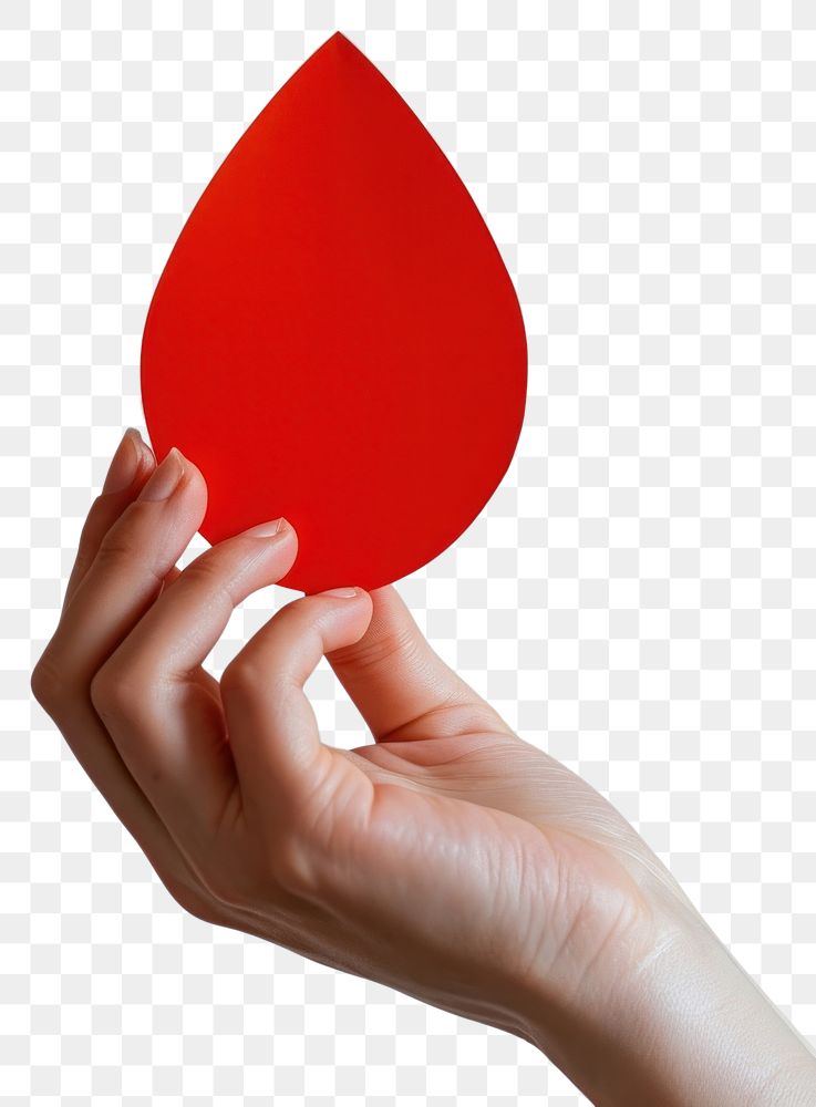 PNG Hand holding paper red drop shape finger symbol racket.
