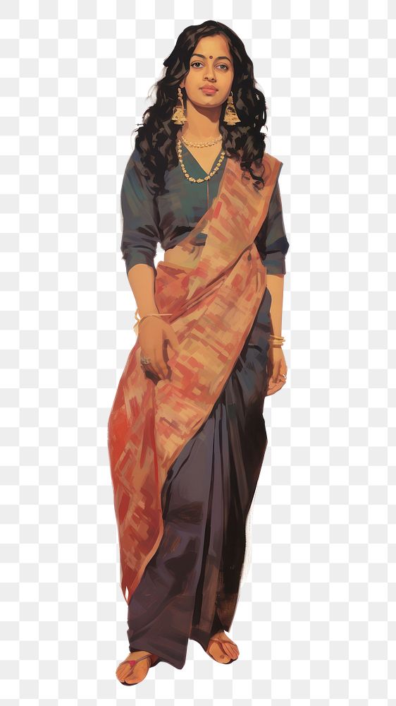 PNG Portrait adult woman sari.