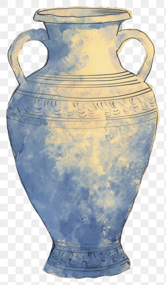 PNG Illustration of a vase blue pottery urn jar