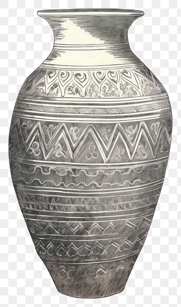 PNG Illustration of a vase pottery urn white background.