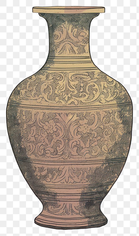 PNG Illustration of a vase pottery white background architecture.