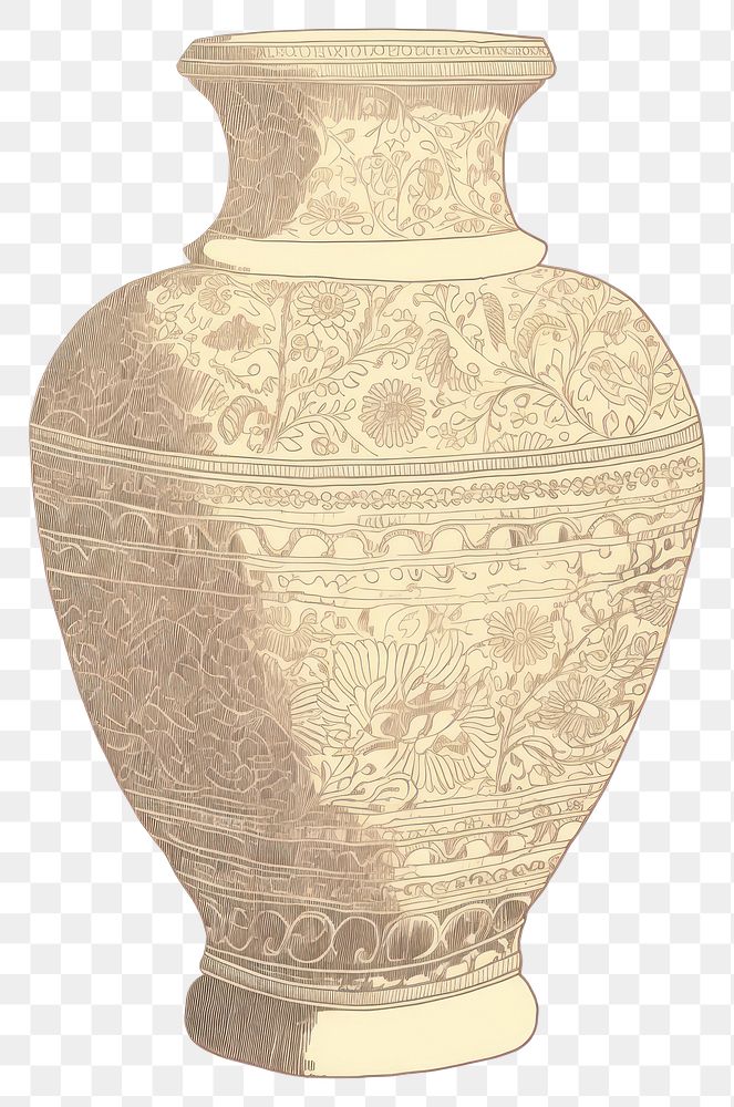 PNG Illustration of a vase porcelain pottery urn.